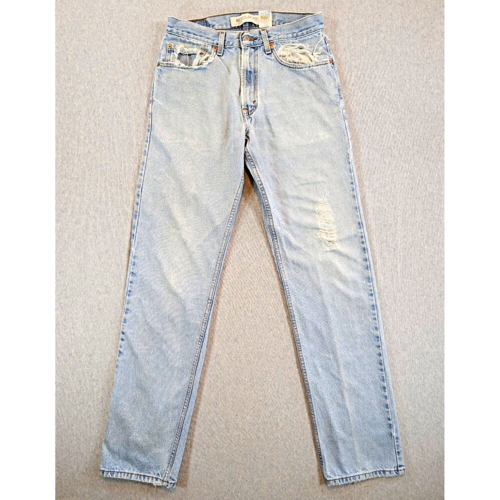 Levi's 505 Mens Thrash Regular Fit Straight Leg Light Wash Distressed Jean 32x34